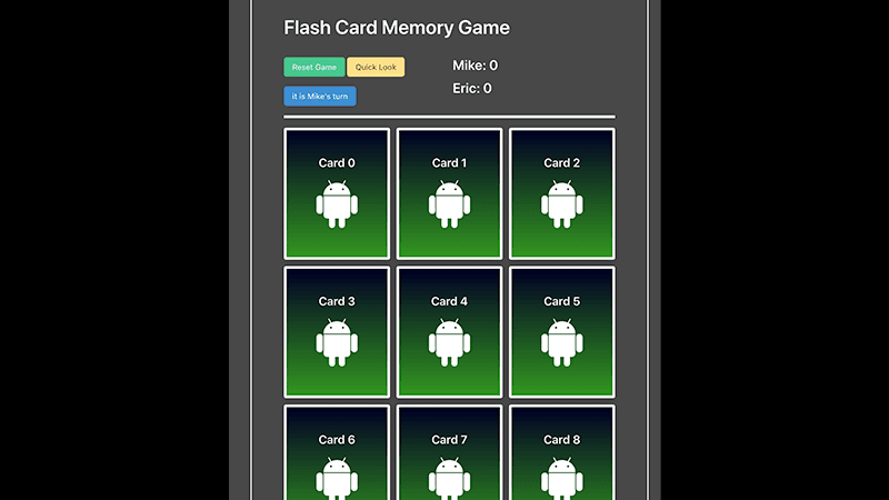 Screenshot of Memory Game