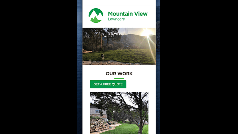 Screenshot of Mountain View Lawncare website